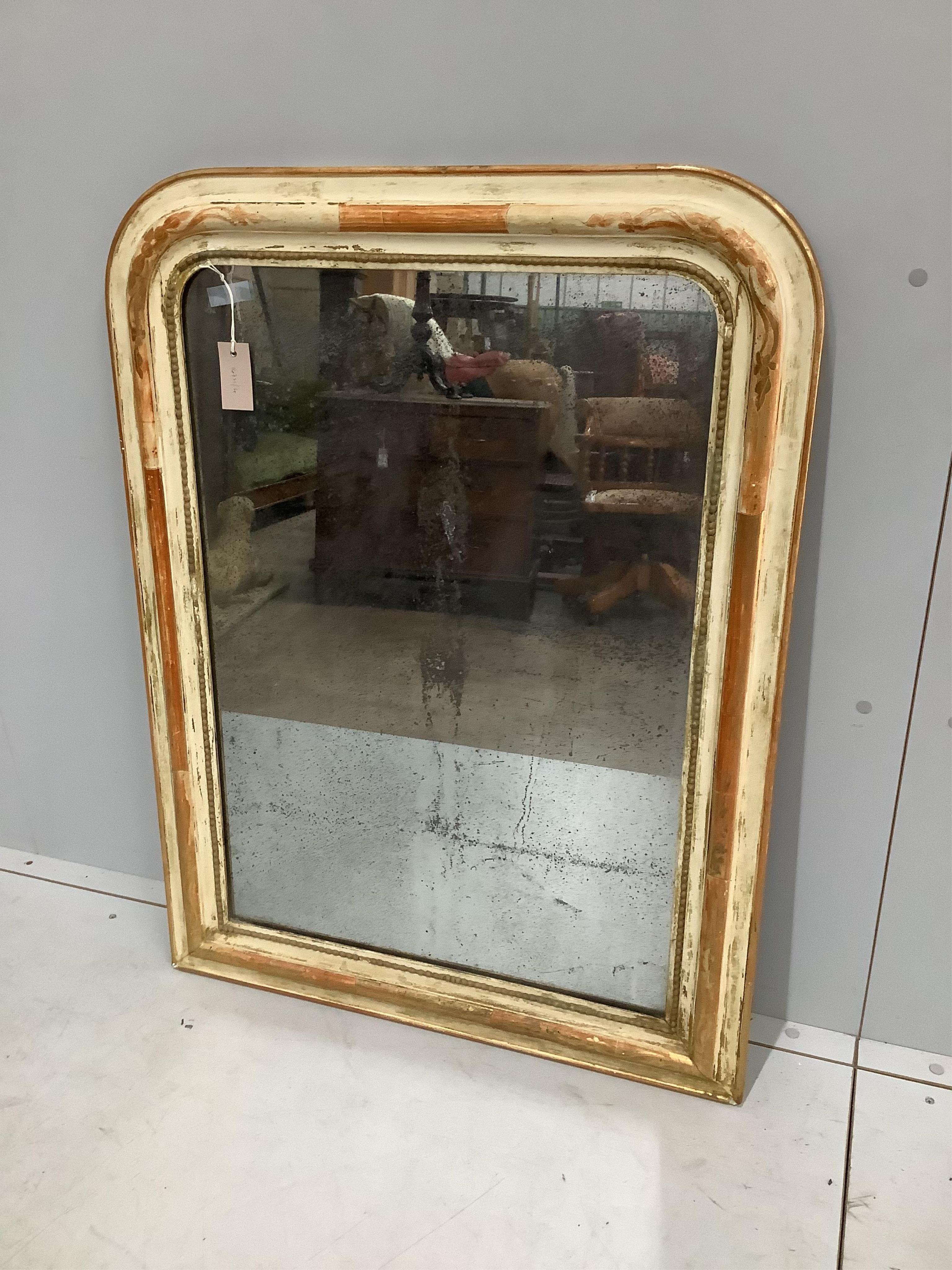 A 19th century French painted overmantel mirror, Louis Philippe, width 76cm, height 100cm. Condition - good